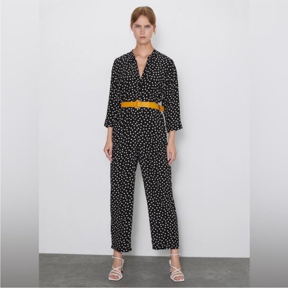 Zara Polka Dot Black White Jumpsuit M